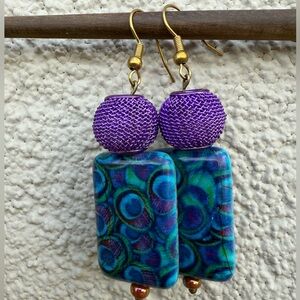 Vibrant Purple and Blue Dangle Earrings